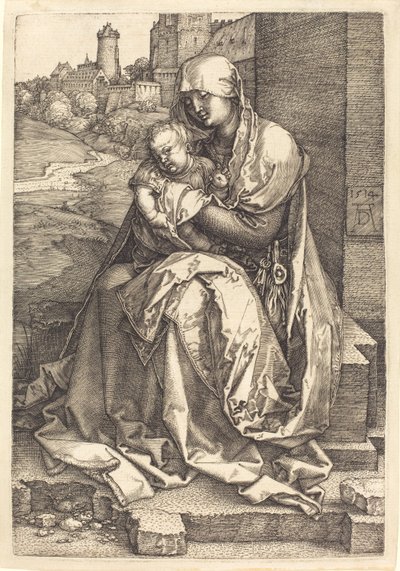 The Virgin and Child Seated by the Wall by Albrecht Dürer